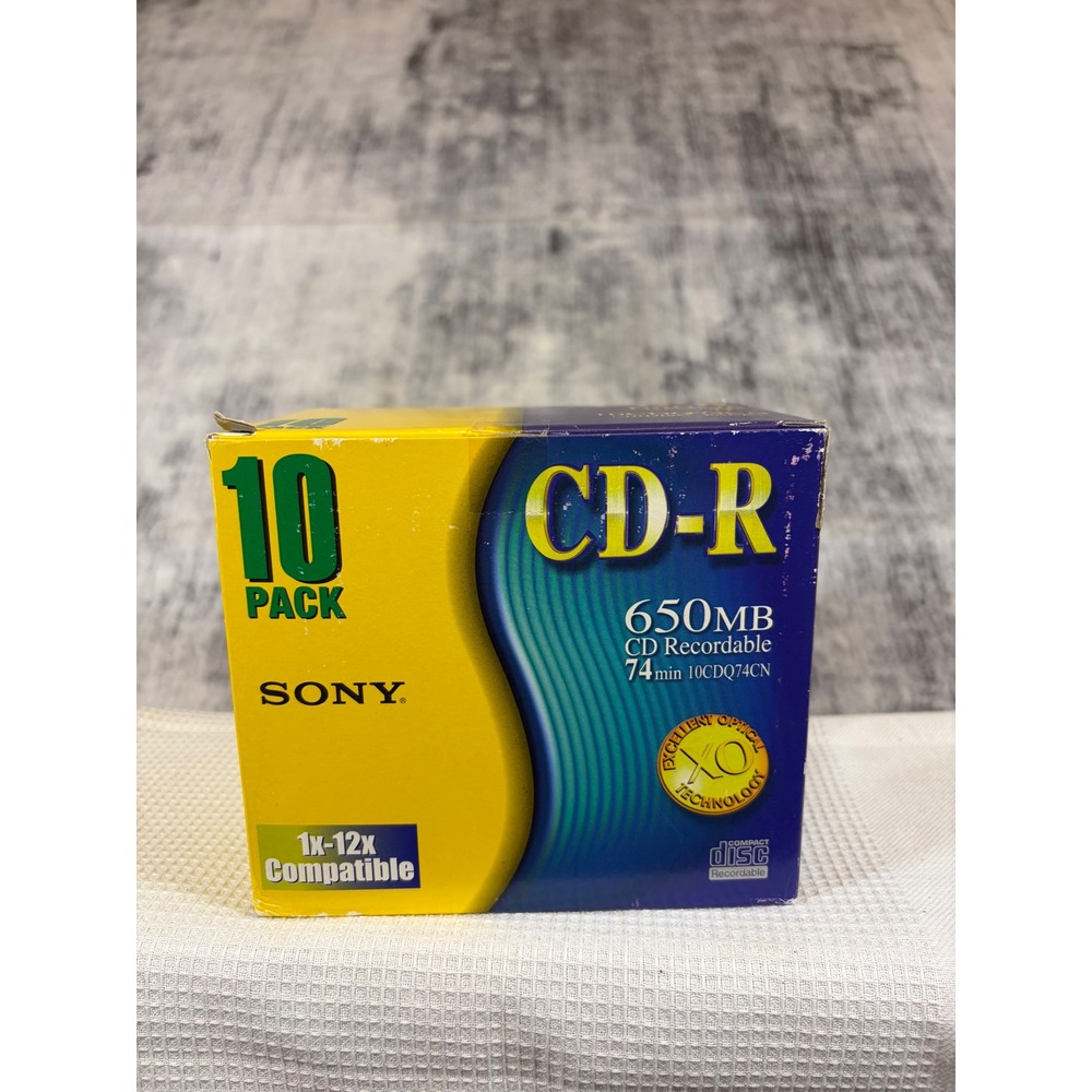 Sony CD-R 10 Pack 650MB 74min 1x-12x Recordable Discs 10CDQ74CN Jewel Cases